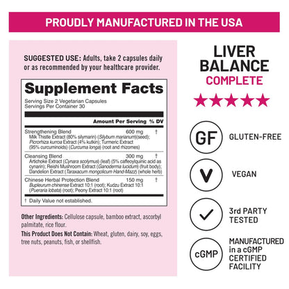 NatureWise Leber Balance Entgiftung Supplement – Triple-Reparatur-Formel mit Mariendistel, Löwenzahn, Kurkuma, Artischocke, Reishi-Pilz & Kudzu – Vegan – 60 Kapseln (30-Tage-Vorrat)