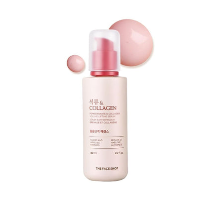 The Face Shop Granatapfel & Kollagen Volumen-Lifting-Serum – Strafft die Haut, reduziert feine Linien & Fältchen, verbessert die Elastizität – Feuchtigkeitsspendendes, leichtes Gesichtsserum – Koreanische Hautpflege