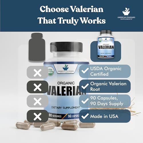 American Standard Supplements Bio Baldrian – Vegan, Glutenfrei, Nicht-GVO, 90 Kapseln, 90 Portionen