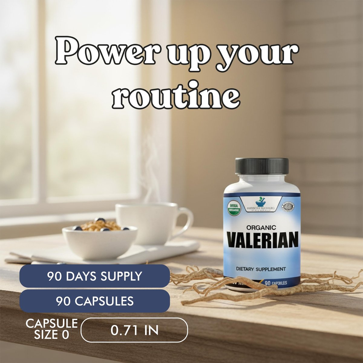 American Standard Supplements Bio Baldrian – Vegan, Glutenfrei, Nicht-GVO, 90 Kapseln, 90 Portionen