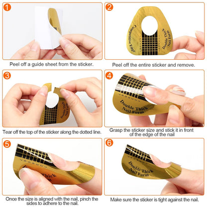 200 Stück Nagelformen für Builder Gel, AHIER Selbstklebende Nagelverlängerungsformen für DIY zu Hause, Professionelle Nagelkunst-Zubehör