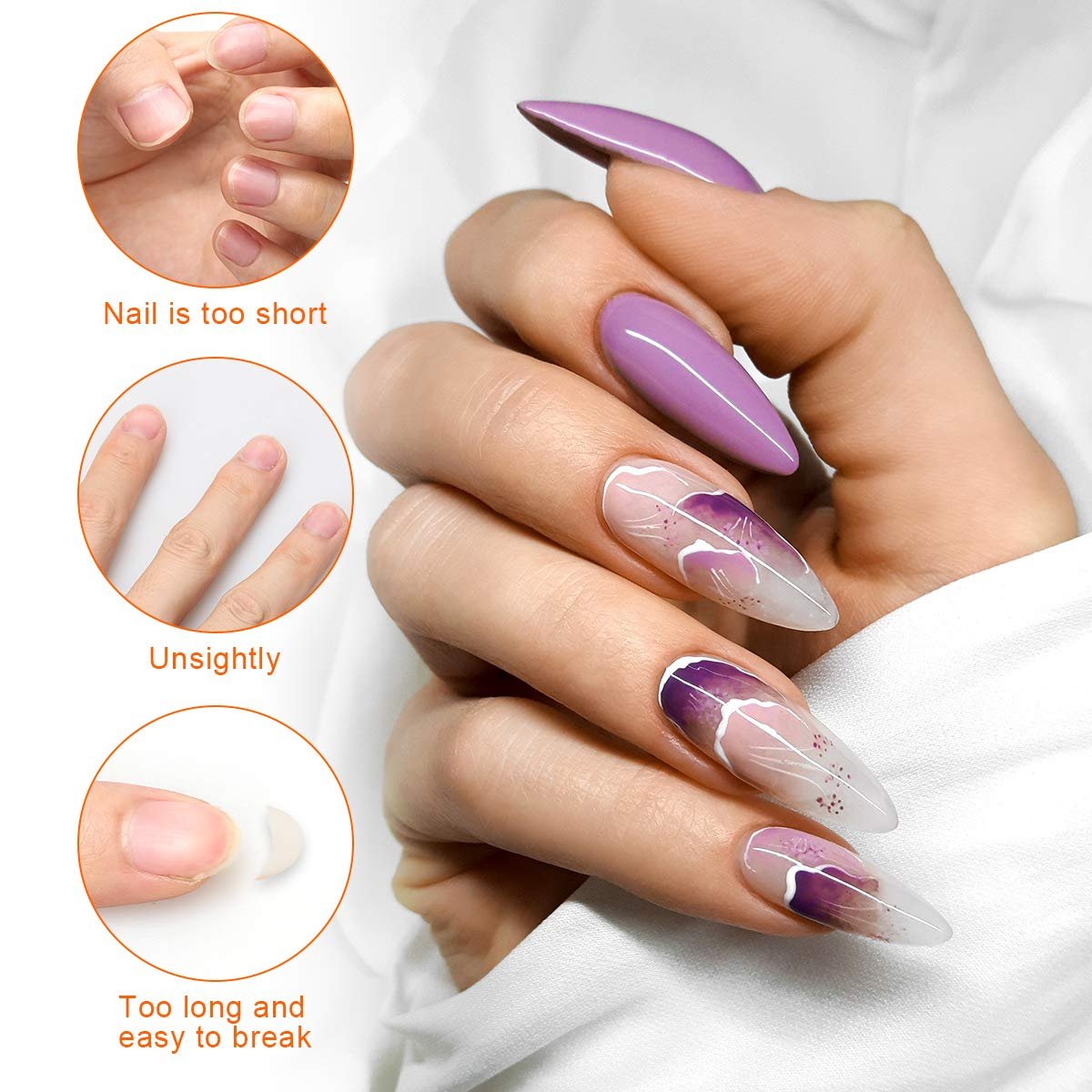 200 Stück Nagelformen für Builder Gel, AHIER Selbstklebende Nagelverlängerungsformen für DIY zu Hause, Professionelle Nagelkunst-Zubehör