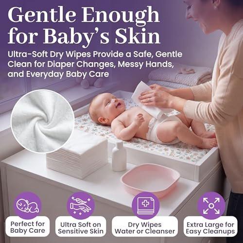 ProHeal Einweichtücher, 100 Stück – Ultraweiche, nicht angefeuchtete Reinigungstücher für Erwachsene, Inkontinenz, Babypflege, Make-up-Entfernung – 24 x 34 cm – Krankenhausqualität, haltbar
