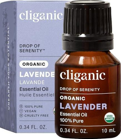 Cliganic Bio-Lavendelöl – 100% reines, natürliches und unverdünntes ätherisches Öl für Aromatherapie-Diffuser | Non-GMO verifiziert