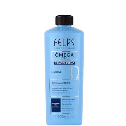 Felps Professional Omega Sensitive - Thermische Versiegelung mit einzigartiger Nanoplasty - Brasilianisches Keratin Blowout - Glättende & glättende Haarbehandlung - Formaldehydfrei 500ml/16,90 oz