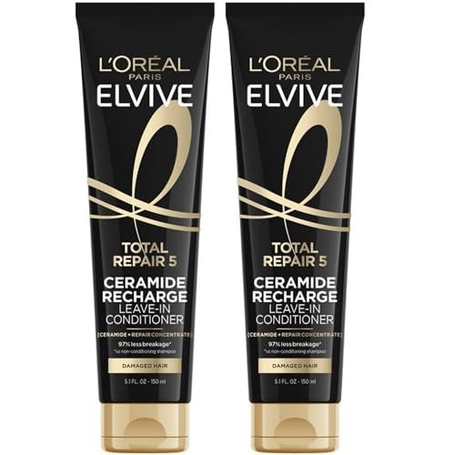 L'Oréal Paris Elvive Total Repair 5 Protein Recharge Leave-In Conditioner & Hitzeschutz, 2er-Pack (2 x 150 ml)