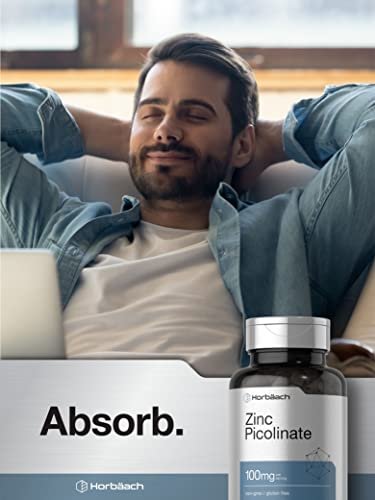 Horbäach Zink Picolinat 100mg | 180 Kapseln | Hochdosiert | Non-GMO, Glutenfrei | Nahrungsergänzungsmittel