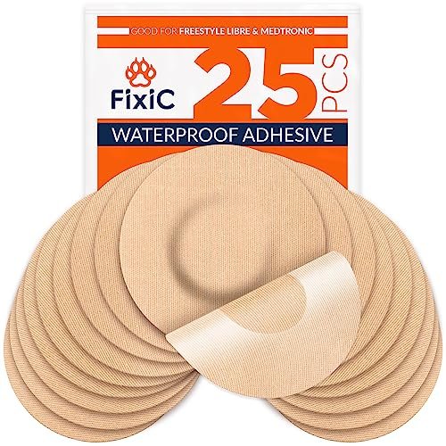 Fixic Freestyle Klebepflaster 25 Stück – Passend für Libre 1, 2, 3 & Plus – Enlite – Guardian – Kein Kleber in der Mitte – Vorgeschnittene Rückseite – Langzeitfixierung für Ihren Sensor! (Tan)