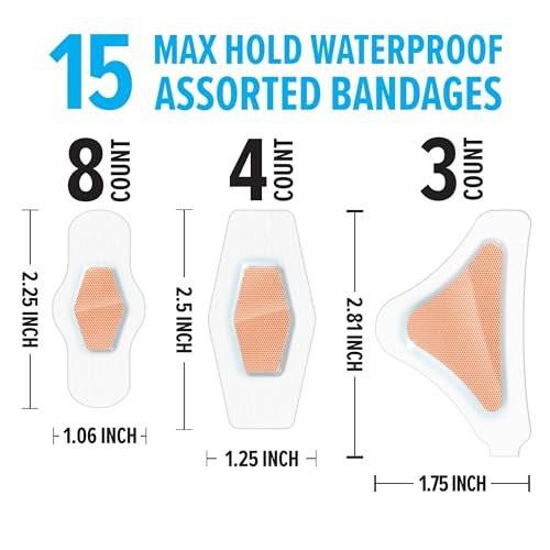 Nexcare Max Hold wasserdichte Pflaster – 48 Stunden Halt, flexibel für Finger, Knie und Fersen – 15 Stück transparent