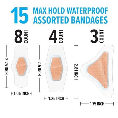 Nexcare Max Hold wasserdichte Pflaster – 48 Stunden Halt, flexibel für Finger, Knie und Fersen – 15 Stück transparent