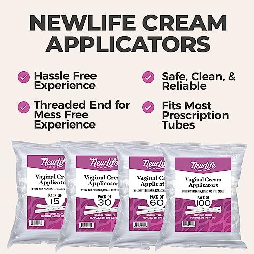 NewLife Naturals Einweg-Vaginalapplikatoren 15er-Pack – Mit Gewindemuster und Dosierungsmarkierungen – einzeln verpackt, sauber für Gele, Gleitmittel & Cremes – Hergestellt in USA