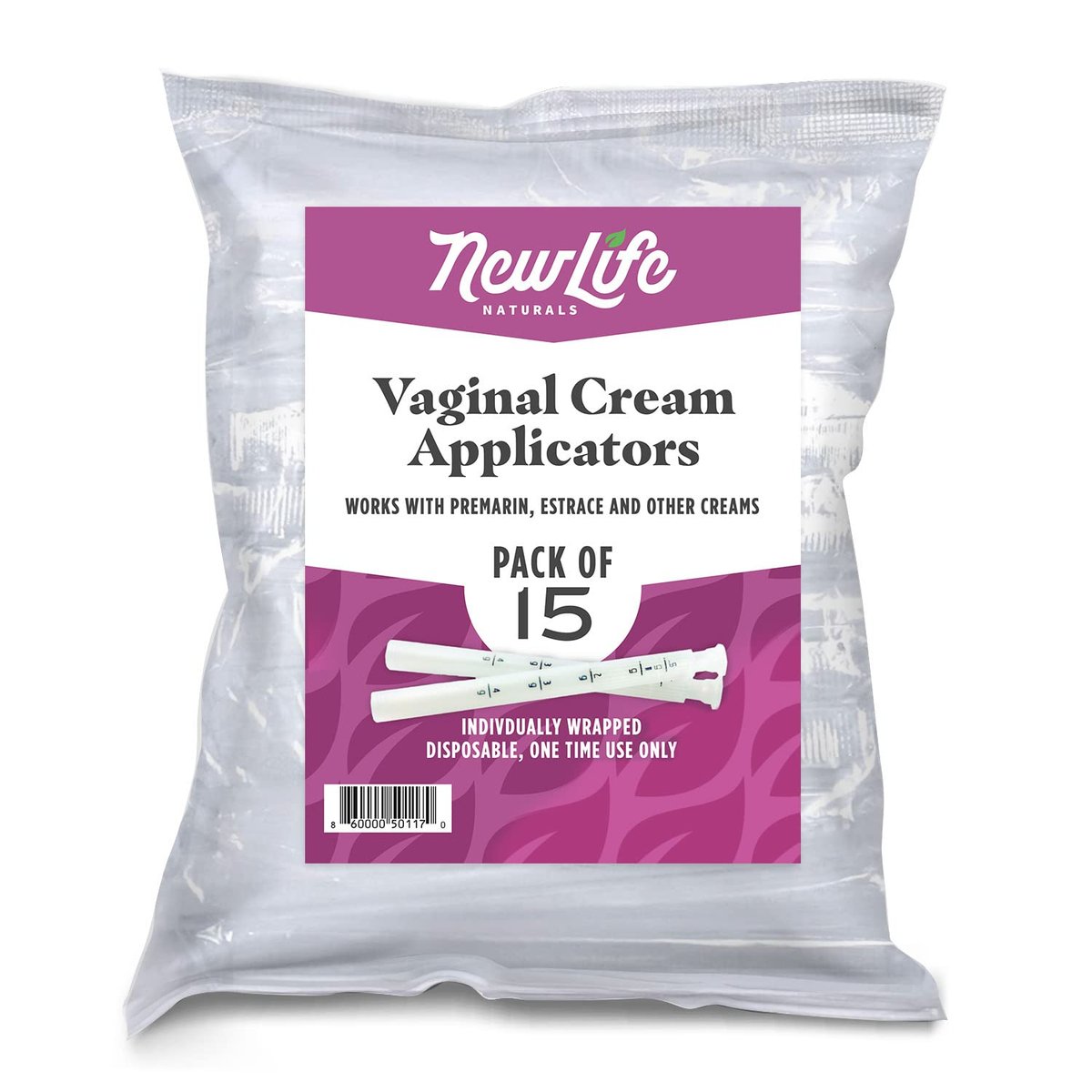 NewLife Naturals Einweg-Vaginalapplikatoren 15er-Pack – Mit Gewindemuster und Dosierungsmarkierungen – einzeln verpackt, sauber für Gele, Gleitmittel & Cremes – Hergestellt in USA