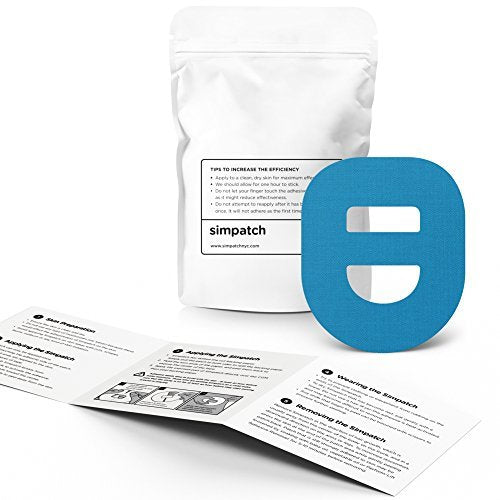 SIMPATCH Omnipod Klebepflaster mit Gurt (25er-Pack) – Wasserdichte CGM-Klebefolie (Blau)