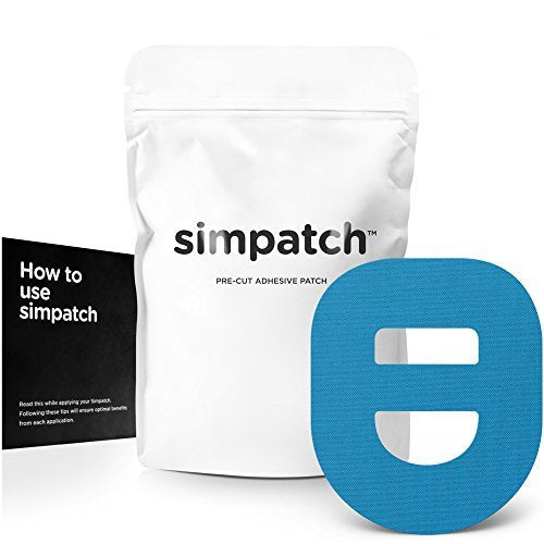 SIMPATCH Omnipod Klebepflaster mit Gurt (25er-Pack) – Wasserdichte CGM-Klebefolie (Blau)