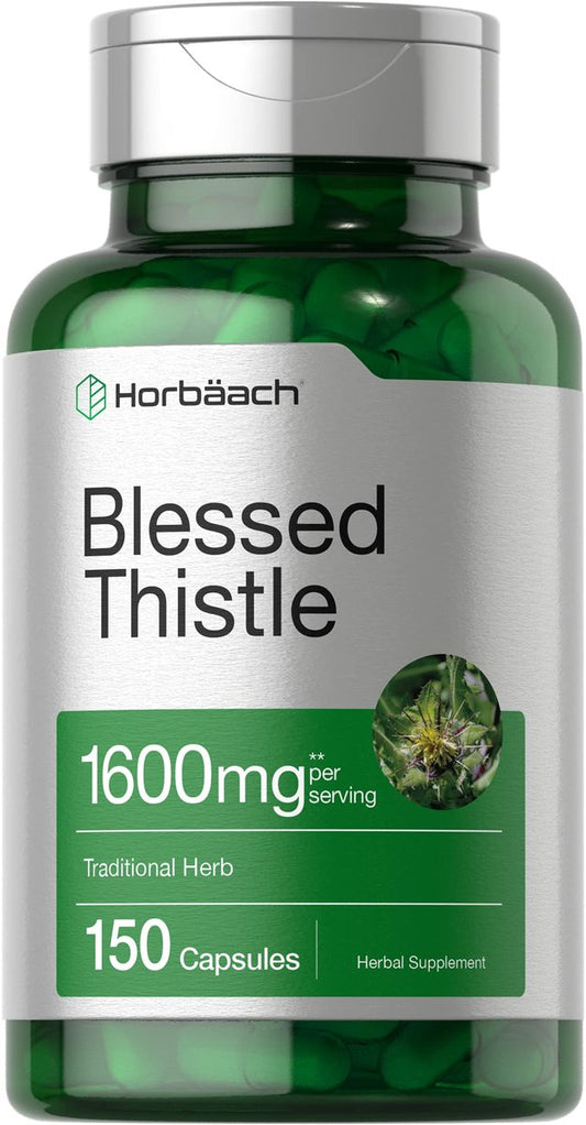 Horbaach Mariendistel Kapseln | 150 Stück | Maximale Potenz | Nicht-GVO, glutenfreies Kräuterergänzungsmittel