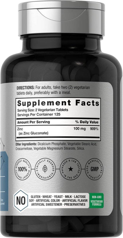Horbäach Chelat-Zink Supplement 100 mg | 250 Tabletten | Hochdosiert & Hervorragende Aufnahme | Vegetarisch, Nicht-GVO, Glutenfrei