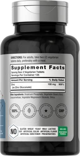 Horbäach Chelat-Zink Supplement 100 mg | 250 Tabletten | Hochdosiert & Hervorragende Aufnahme | Vegetarisch, Nicht-GVO, Glutenfrei