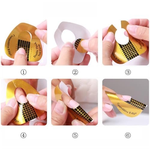 300 Stück Acryl-Nagelform-Sticker, goldene Hufeisen-Nagelverlängerungsformen für Builder Gel und Acrylnägel
