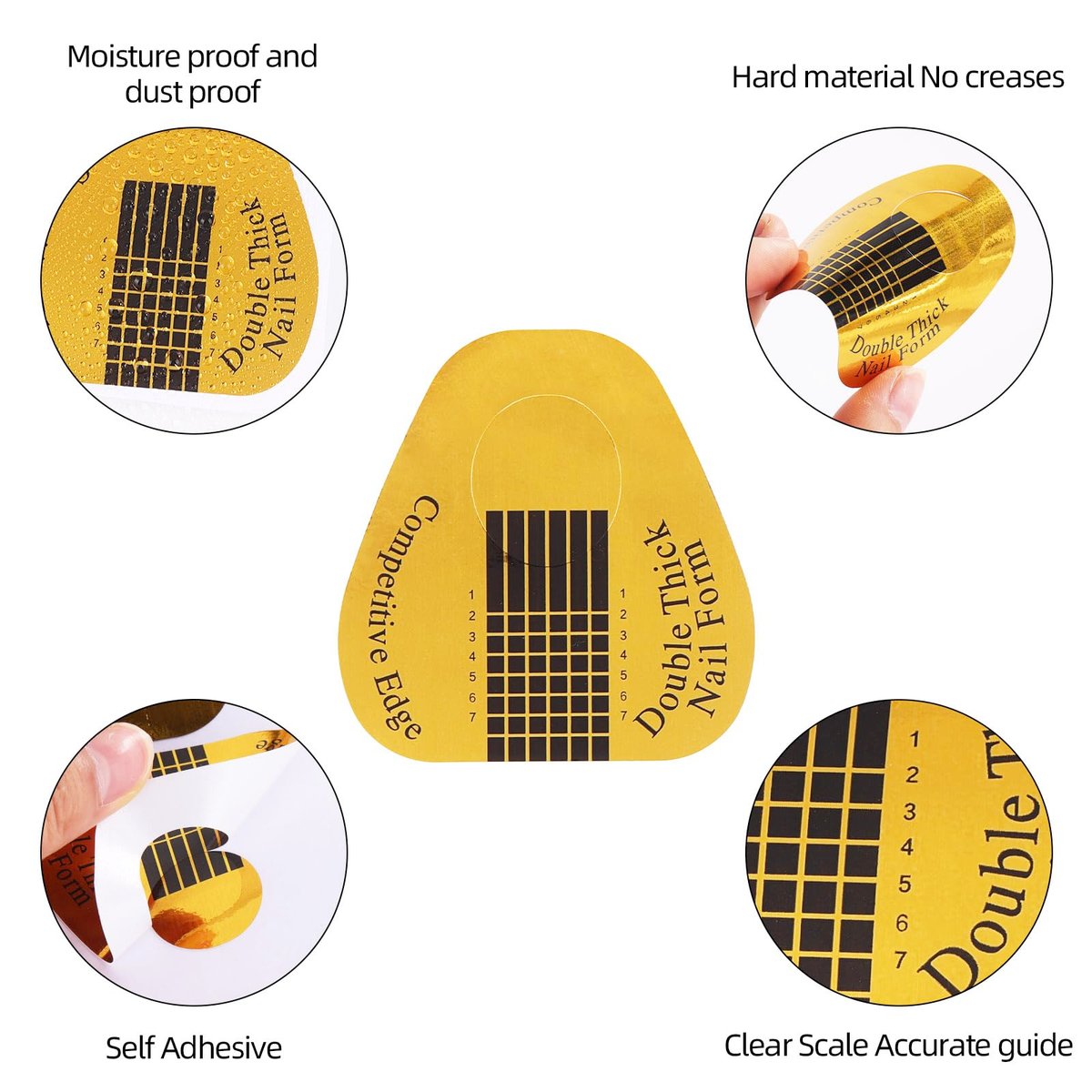 300 Stück Acryl-Nagelform-Sticker, goldene Hufeisen-Nagelverlängerungsformen für Builder Gel und Acrylnägel