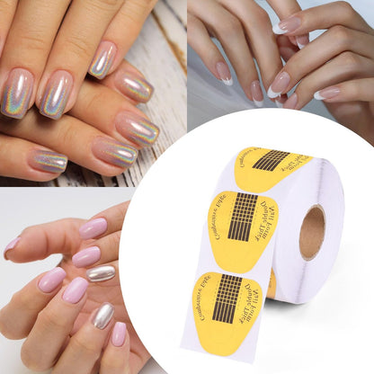 300 Stück Acryl-Nagelform-Sticker, goldene Hufeisen-Nagelverlängerungsformen für Builder Gel und Acrylnägel