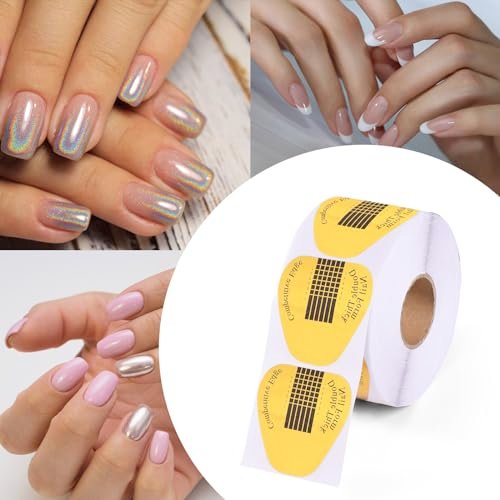 300 Stück Acryl-Nagelform-Sticker, goldene Hufeisen-Nagelverlängerungsformen für Builder Gel und Acrylnägel