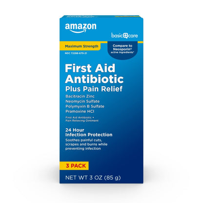 Maximale Stärke Erste-Hilfe Triple-Antibiotikum-Salbe mit Schmerzlinderung für kleine Schnitte, Schrammen und Verbrennungen, 85 g