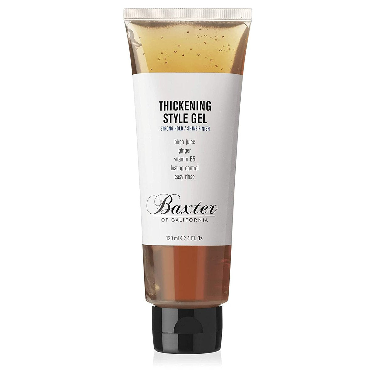 Baxter of California Thickening Style Gel für Herren – Starker Halt und Glanz – Langanhaltende Kontrolle, leicht auswaschbar – Birken-Extrakt, Ingwer, Vitamin B5 – 118 ml