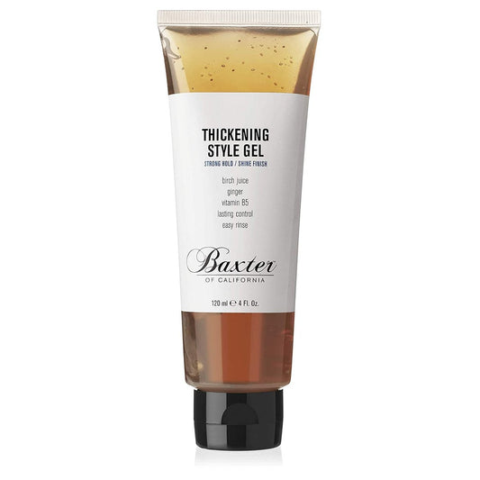 Baxter of California Thickening Style Gel für Herren – Starker Halt und Glanz – Langanhaltende Kontrolle, leicht auswaschbar – Birken-Extrakt, Ingwer, Vitamin B5 – 118 ml