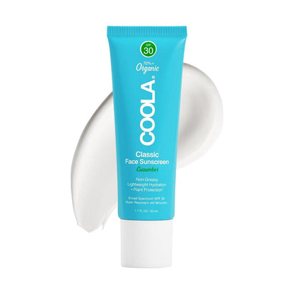 COOLA Bio-Gesichtssonnencreme LSF 30 Sonnenblock Lotion, dermatologisch getestet, täglicher Schutz, vegan und glutenfrei, Gurke, 50 ml