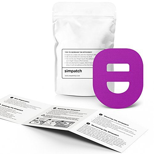 SIMPATCH Omnipod Klebepflaster mit Band (25er-Pack) – Wasserfeste Klebefolie, CGM-Pflaster (Lila)