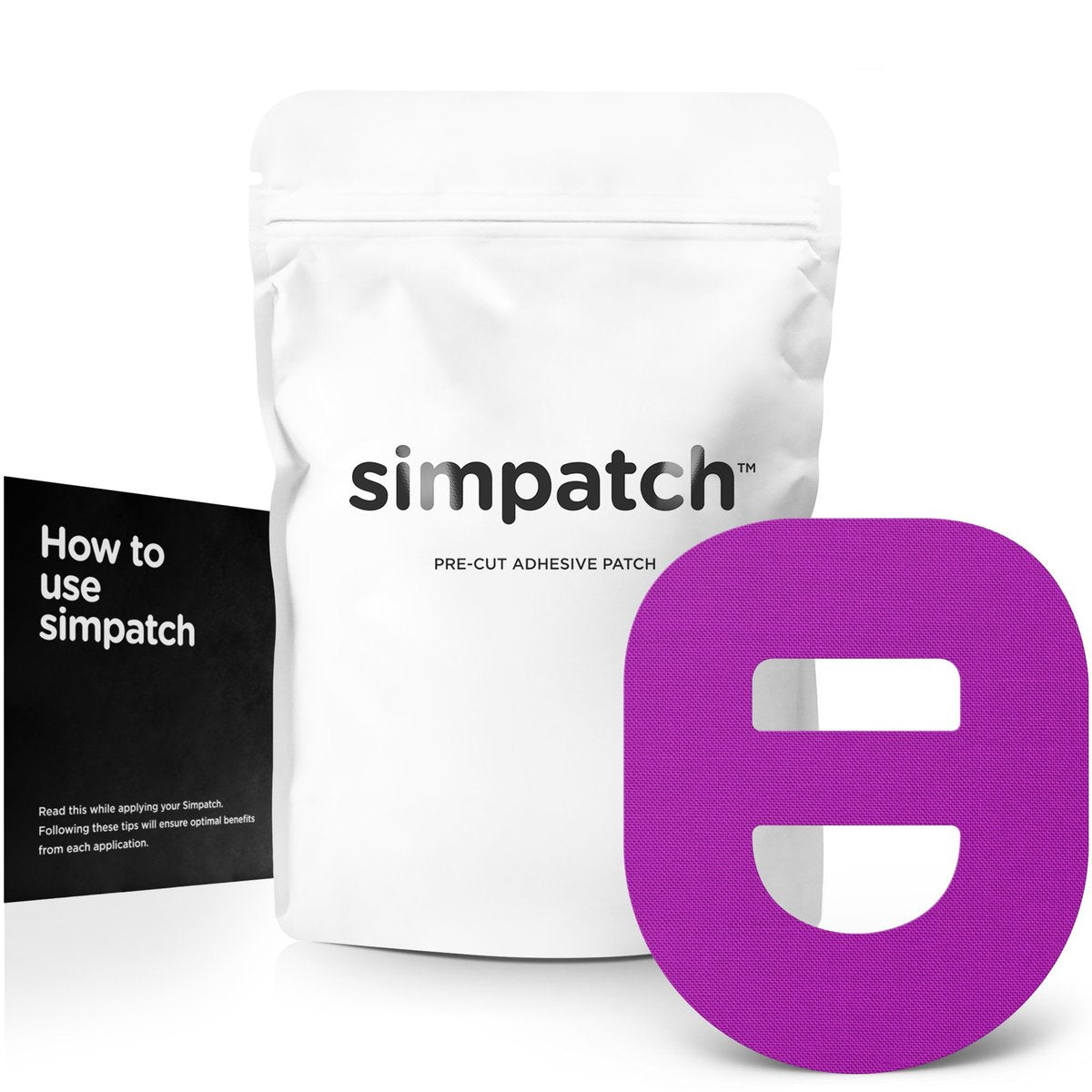 SIMPATCH Omnipod Klebepflaster mit Band (25er-Pack) – Wasserfeste Klebefolie, CGM-Pflaster (Lila)