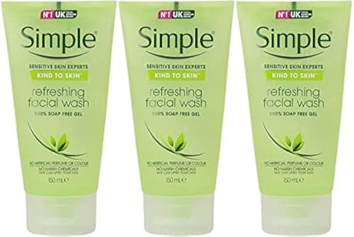 Simple Kind to Skin Reinigungsgel Gesichtswasser, 5,07 Unzen / 150 ml (3er-Pack)