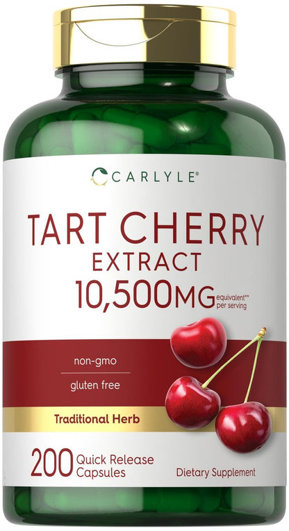 Carlyle Sauerkirsch Kapseln | 200 Kapseln | Höchste Potenz | Nicht-GVO, Glutenfrei | Sauerkirschsaft-Extrakt