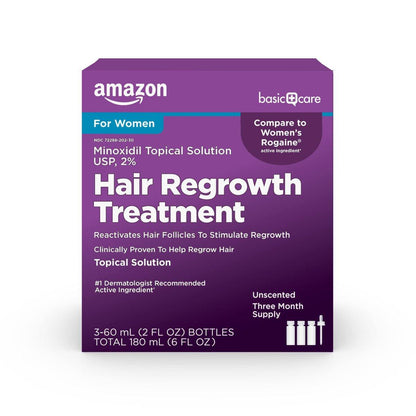 Minoxidil 2 % Lösung zur Behandlung von Haarausfall für Frauen, 6 Unzen (3 x 2 Fl Oz)
