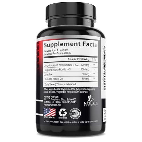 Nitric Oxide Booster Extra Strength - 3-fache Stärke mit L-Arginin & Citrullin - Beste Stickstoffmonoxid-Präparate für Männer - Unterstützt Muskeln, Herzgesundheit, Energie - Hergestellt in den USA - 120 Kapseln