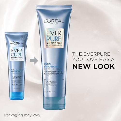 L'Oreal Paris EverPure Sulfatfreies Shampoo und Conditioner für lockiges Haar, leicht, Anti-Frizz, mit Kokosöl, 2er-Pack (2 x 8,5 Fl Oz)