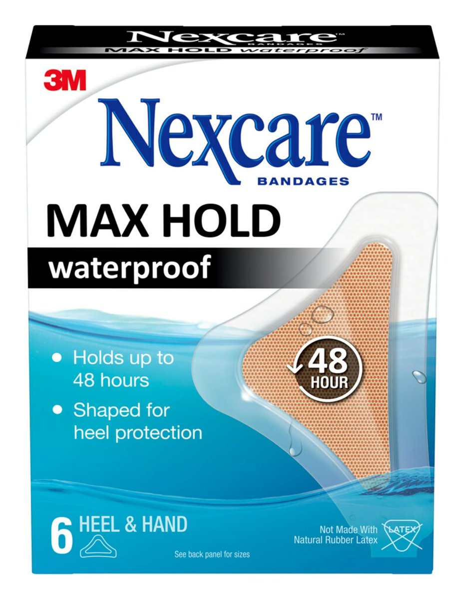 Nexcare Max Hold Wasserfeste Pflaster – 48 Stunden Halt, flexibel für Finger, Hände und Fersen – 6 Pack transparente wasserfeste Pflaster