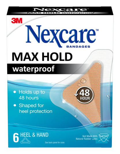 Nexcare Max Hold Wasserfeste Pflaster – 48 Stunden Halt, flexibel für Finger, Hände und Fersen – 6 Pack transparente wasserfeste Pflaster