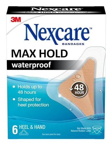 Nexcare Max Hold Wasserfeste Pflaster – 48 Stunden Halt, flexibel für Finger, Hände und Fersen – 6 Pack transparente wasserfeste Pflaster