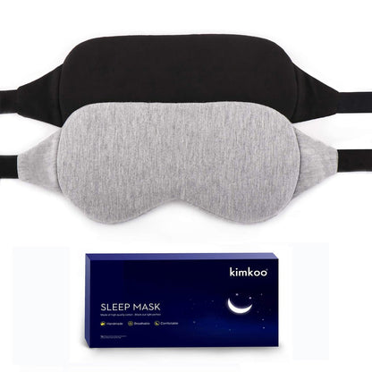 Kimkoo Schlafmaske – Augenmaske zum Schlafen, perfekte Lichtblockade für Frauen und Männer, weiche & bequeme Schlafbrille für Reisen, mit Aufbewahrungstasche (Schwarz+Grau)