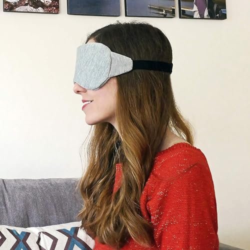 Kimkoo Schlafmaske – Augenmaske zum Schlafen, perfekte Lichtblockade für Frauen und Männer, weiche & bequeme Schlafbrille für Reisen, mit Aufbewahrungstasche (Schwarz+Grau)
