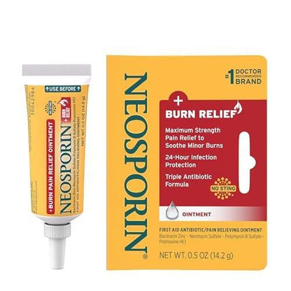 Neosporin + Burn Relief Dual Action Salbe, Erste Hilfe Antibiotikum & Schmerzmittel, 24-Stunden Infektionsschutz & maximale Linderung bei kleinen Schnitten, Schürfwunden und Verbrennungen, 14,2 g