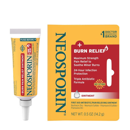 Neosporin + Burn Relief Dual Action Salbe, Erste Hilfe Antibiotikum & Schmerzmittel, 24-Stunden Infektionsschutz & maximale Linderung bei kleinen Schnitten, Schürfwunden und Verbrennungen, 14,2 g