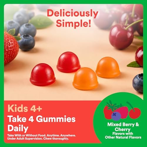 SmartyPants Organic Kinder Multivitamin Gummis: Omega 3 (ALA), Beta-Carotin, Vitamin B12, B6, A, K & Zink zur Unterstützung des Immunsystems, Biotin, vegetarisch, drei Fruchtgeschmacksrichtungen, 120 Stück (30-Tage-Vorrat)