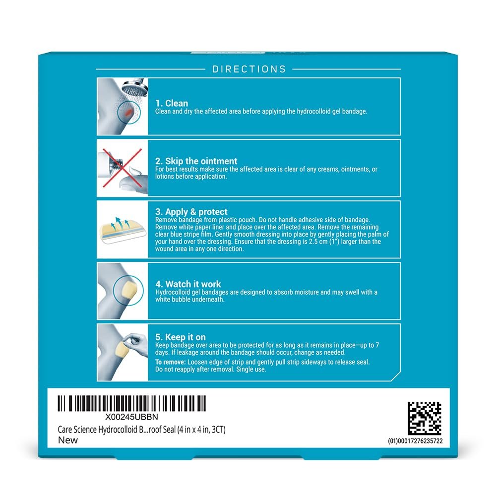 Care Science Hydrokolloid-Wundauflagen, extra groß | 100% wasserdicht (10 cm x 10 cm, 3 Stück)