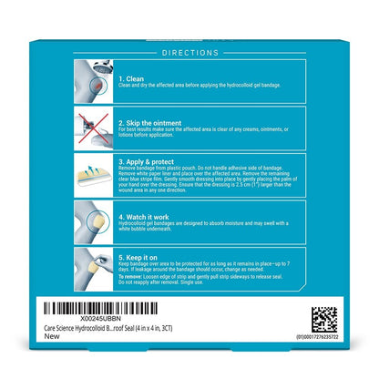 Care Science Hydrokolloid-Wundauflagen, extra groß | 100% wasserdicht (10 cm x 10 cm, 3 Stück)