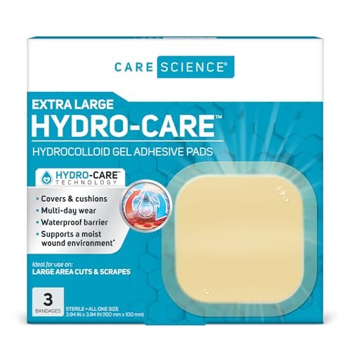 Care Science Hydrokolloid-Wundauflagen, extra groß | 100% wasserdicht (10 cm x 10 cm, 3 Stück)