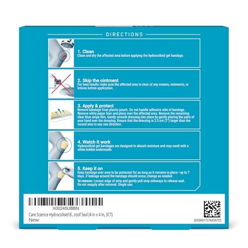 Care Science Hydrokolloid-Wundauflagen, extra groß | 100% wasserdicht (10 cm x 10 cm, 3 Stück)