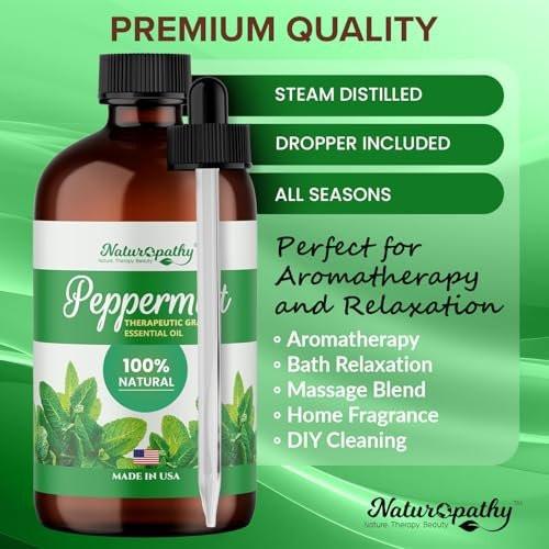 Naturopathy Pfefferminzöl Bio-Therapeutische Qualität 118 ml – Ideal für Aromatherapie und Entspannung
