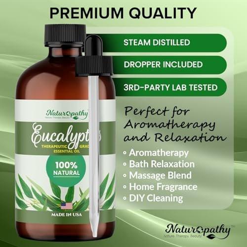 Naturopathy Eukalyptus Ätherisches Öl, Therapeutische Qualität, Perfekt für Aromatherapie (118 ml)